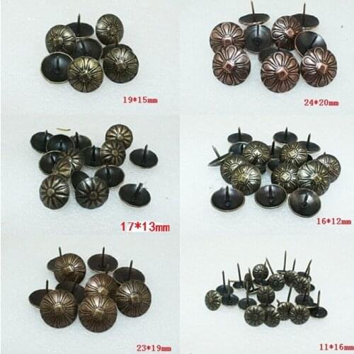Upholstery Iron Nail Antique Jewelry Case Box Sofa Decorative Tack Stud Pushpin Decorative Furniture Nails With Flower,100Pcs