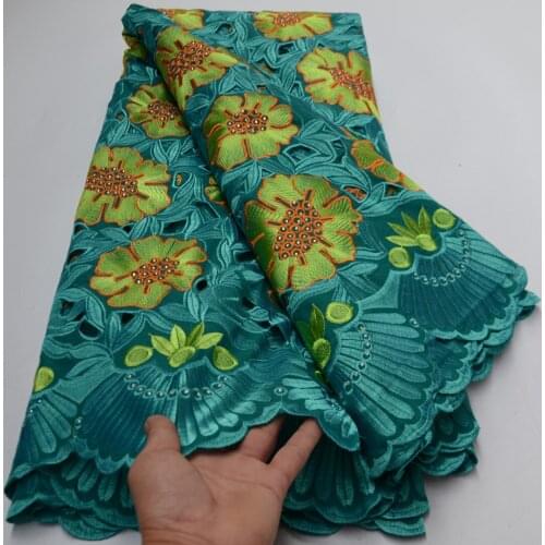 5yards/pc) high density embroidered African voile lace fabric green Swiss cotton lace fabric for party dress CLP231