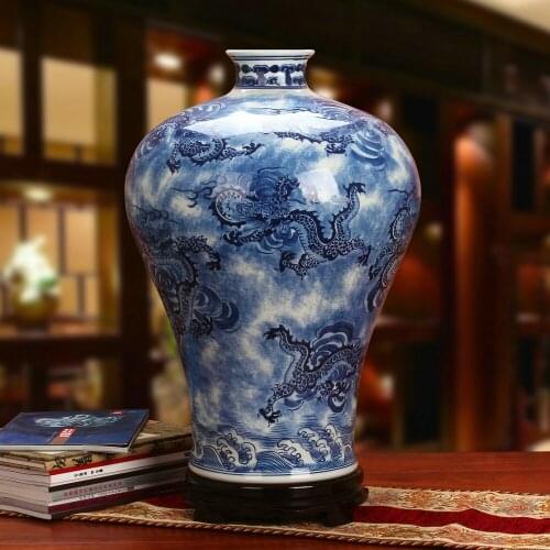 55CM Jingdezhen Ceramic Top Grade Hand-painted Blue And White Porcelain Xiangyun Longtian Four Seas Celestial big ceramic vase