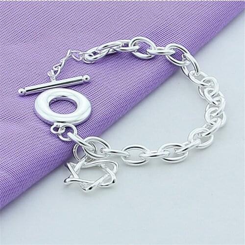 925 Sterling Silver Twist Star Pendant TO Buckle Bracelet For Woman Charm Wedding Engagement Party Fashion Jewelry Gift