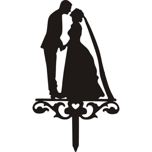 1pc Acrylic Wedding Cake Flags Bride Groom Cake Topper Black White For Wedding Anniversary Party Cake Decoration Hot Sale