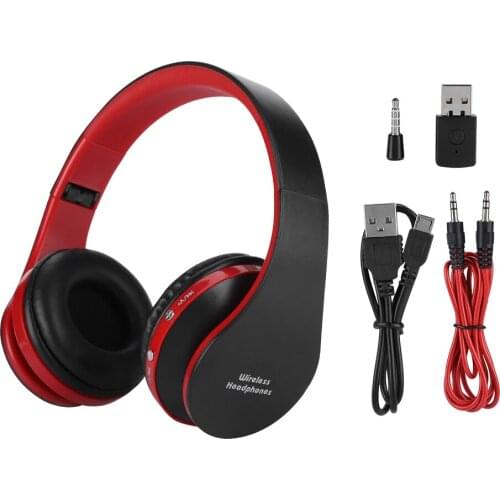 HiFi Sound Bluetooth Headset 12-hour Calling/10-hour Music Headphone for PS4 - Black+Red
