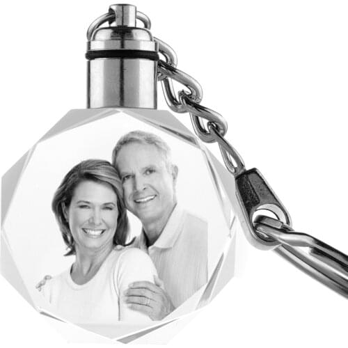 Custom K9 Crystal Light key Chain DIY Originality Photo Customize Pendant Laser Engraving Family Pet Souvenir Unique Woman Gift