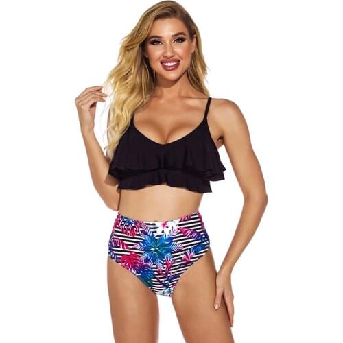 Design Woman Brazilian Bikini 2021 Push Up Ruffle Sling High Waist Swimwear 2 Pieces Swimsuit Sexy Swimwear For Girls