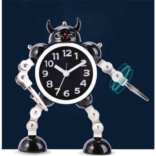 Home Bedroom Decoration Digital Alarm Clock Metal Robot Desktop Cartoon Anime Table Desk Watch Clock Children Christmas Gifts