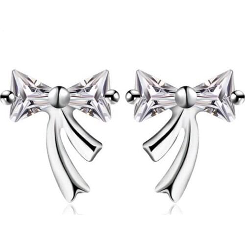 Iutopian Brand 925 Sterling Silver Bownot Stud Earrings For Woman Brincos Anti Allergy Ol Earrigs #ML017