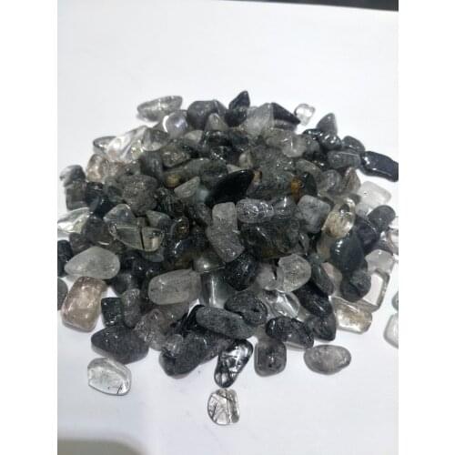 200g Bulk Natural polished Natural black hair crystals stone Gemstone Rough crystal tumbled Stones For Sale