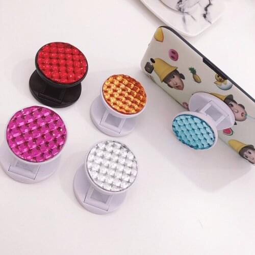 New diamond rhinestone mobile phone holder mobile phone lazy support round mobile phone folding stand