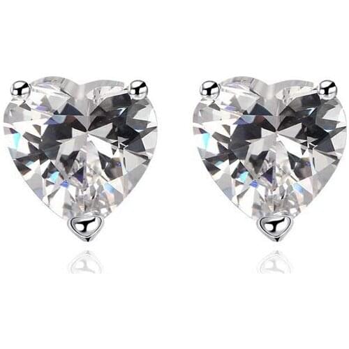 Wholesale low price silver color heart shaped AAA zircon stud earrings fashion Romantic Valentines Day gift for woman drop ship