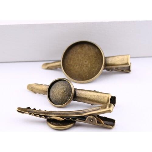 Onwear 10pcs antique bronze hair clip base 12mm 20mm 25mm blank hairclip cabochon settings diy hair jewelry accessories