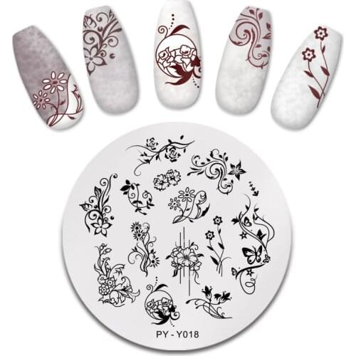 PICT YOU Nail Stamping Plates Flower Patterns Nail Art Stamp Design for Nail Image Plate Stainless Steel Stencil Tools PY-Y018