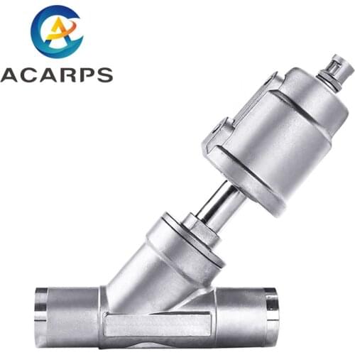 1/2" 3/4" 1" inch 304 Stainless Steel Pneumatic Welding Angle Seat Valve 16bar For Gas Normally Closed