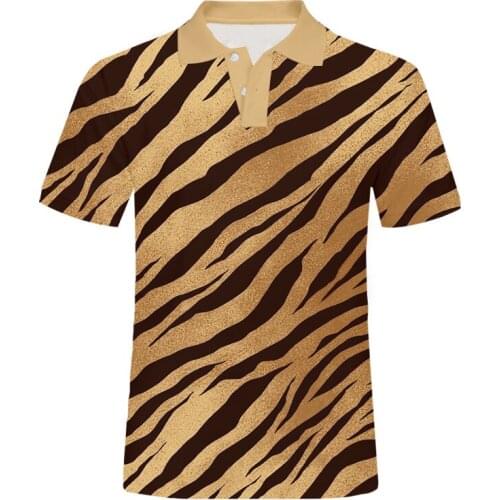 OGKB EU/US Size Summer Man Tiger Stripes Print Polo Shirts 3D Printed Best Selling Plus Size Clothing Mens Casual Shirt 6XL