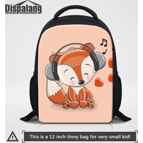12 Inch Small Backpack For Boy Girls Cute Cartoon Animal Fox Print Kids Kindergarten School Bags Children Daily Bagpack Rucksack
