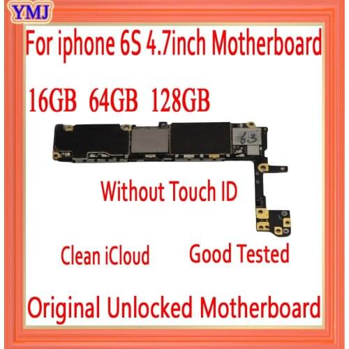 With/Without Touch ID for iPhone 6S 4.7'' Motherboard Free iCloud for iPhone 6S logic board 16GB 64GB128G,100% Original unlocked