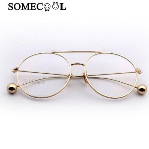 SomeCool 3-8 years Kids Optical glasses Pearl Beading leg baby Fashion Boys&girls Golden Metal Glasses Frames Clear lens n104