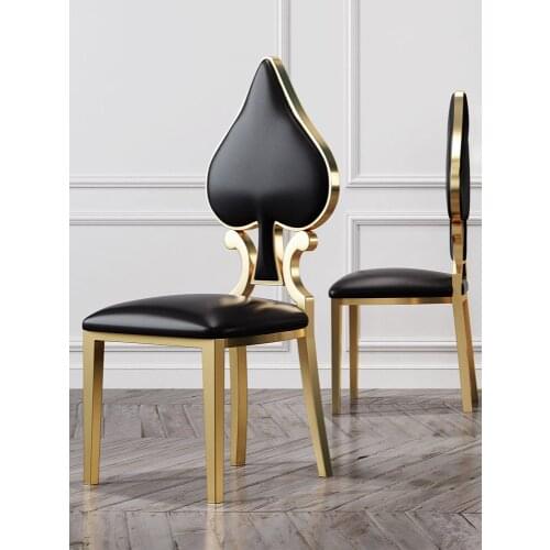 Modern stainless steel electroplating home restaurant ins online celebrity Spades leather fabric chair