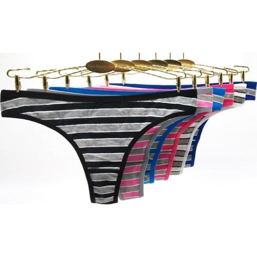 2021 New Fashion Striped G Strings Women Underwear Sexy Lingerie Femme Cotton Panties Woman Thongs Mujer Culotte Female 6Pcs/Set