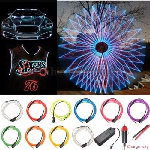 EL Wire Flash Rope Tube Cable LED Strip Flexible Neon Lamp Glow String Light For Car Decoration With Sewing Edge Car Styling
