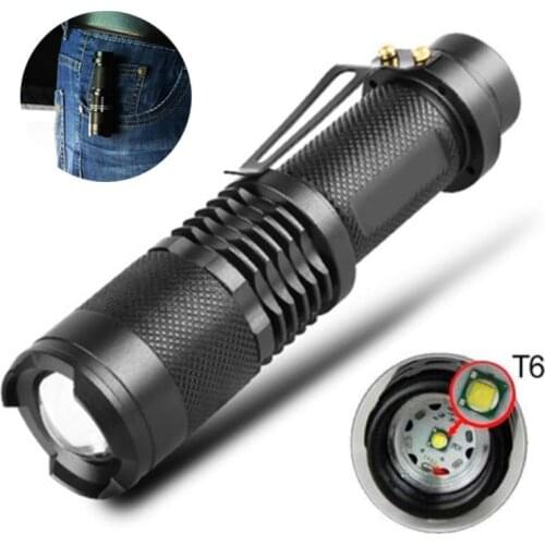 ZK20 8000 Lumens 5 Mode T6 LED Flashlight Zoomable Rechargeable Focus Torch Flash Light Lamp By 1*18650 NO Battery