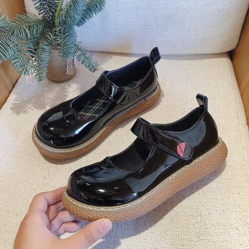 Girls Shoes Restro Flat Sneakers Shoes female students round head cute soft girl uniform jk big head doll shoes lolita shoes