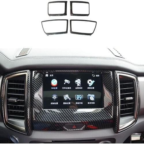 Carbon Fiber Color Air Conditioning Dashboard Vent Decorative Cover Fit For Ford Ranger Everest Endeavor wildtrak 2015-2021