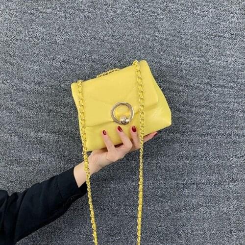 Elegant Chains Small Bags Women French Style Summer Crossbody Bags Fashion New Party Office Lady PU Leather Flap Bag Black