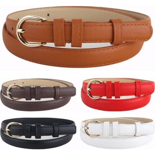 Womens Narrow Belts Simple Buckle Belt Faux Leather Jeans Dress Waistband BLTLL0327