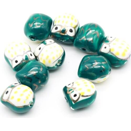 100pcs/lot New Hot Sale Animals Beads 16x14mm Owl Porcelain Charms Multi Color Smarter Jewelry Accessories DIY Popular Making