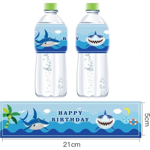 Omilut 12pcs Shark Birthday Party Label Sticker Cartoon Shark Baby Shower 1th Birthday Party Supplies Decor
