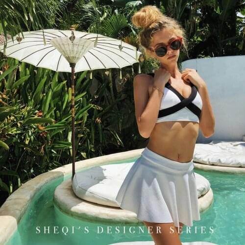 Swimwear 2 Pcs Women Two Piece Swimsuit Dress Bath Bikini 2021 Tankini Feinsha Female Sexy Three Push Up Split Ins New Print