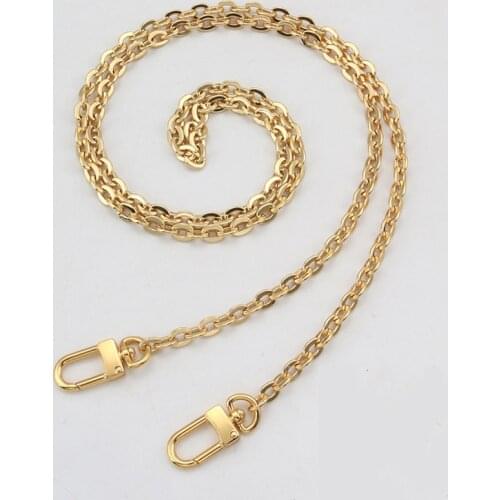 6.0mm Slim Obag Chain Women Metal Bag Strap with Clasp Repairment Bag Part DIY Accessories Small Messenger Bag Handle Gold Color