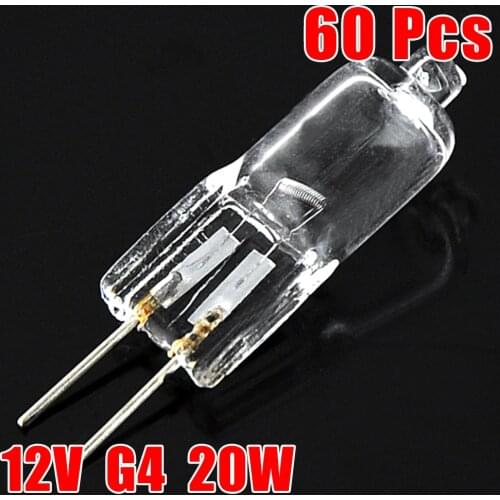 60pcs Bombillas JC Type Halogen Lamp G4 20W 12V Lampada Ampoule Crystal lampara Celling Lamp Chandelier Wall lampe Light Bulb