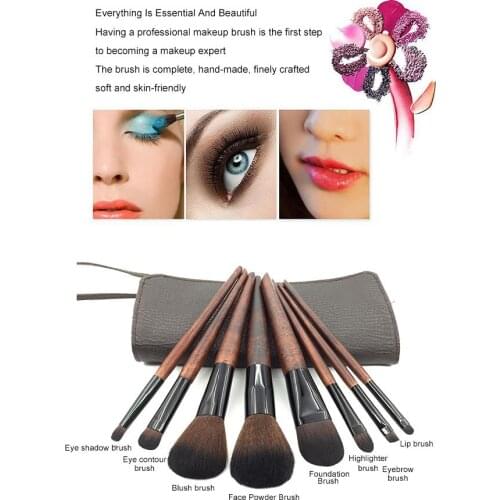 8 Imitation Ebony Wood Makeup Brushes Tool Set Cosmetic Powder Eye Shadow Foundation Blush Blending Beauty Make Up Brush