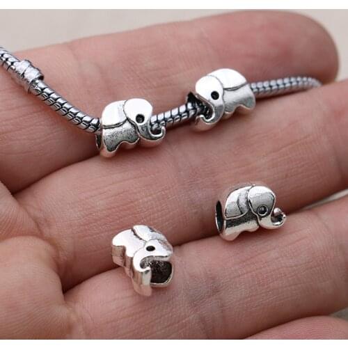 Elephant Beads Fit Pandora Jewelry Making Charm Bracelet DIY Accessories Handmade Craft 5PCS/LOT