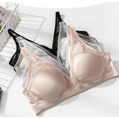 Womens 100% Real Silk Lining with outside satin fabric everyday Comfortable Wireless Bra Bralette TG123