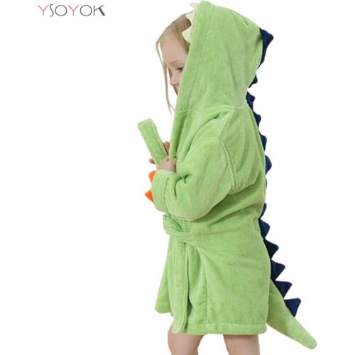 Cartoon Dinosaur Children Bathrobes Baby Kids Pajamas Hooded Beach Towel Bathrobe Soft Bath Robe Toddler Boys Girls Robes Gown