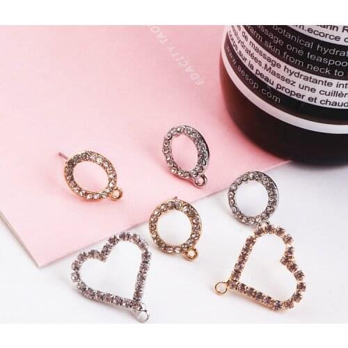 DIY alloy jewelry accessories with hanging Earrings hypoallergenic round diamond pendant diamond love copper material