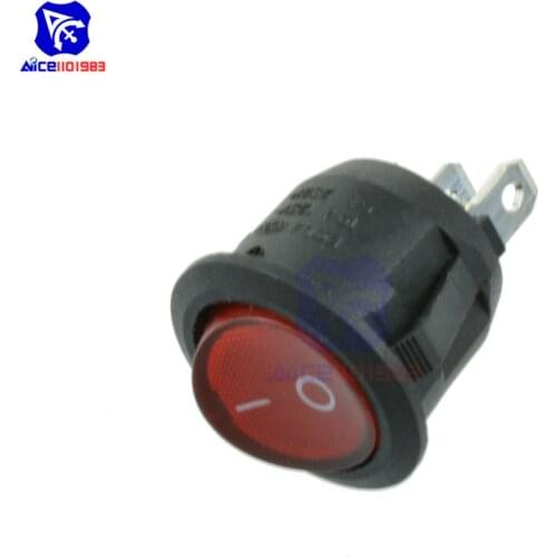 Diymore 5PCS/Lot Blue/Green/Red 3 Pin AC 125V 10A / 250V 6A KCD2 Round Switch SPDT ON-OFF Rocker Snap-in Switch for Car