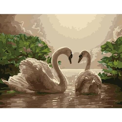 Two swans - Animal DIY Painting By Numbers Kits Drawing Paint By Number Acrylic wall pictures For living Room Artwork DY232
