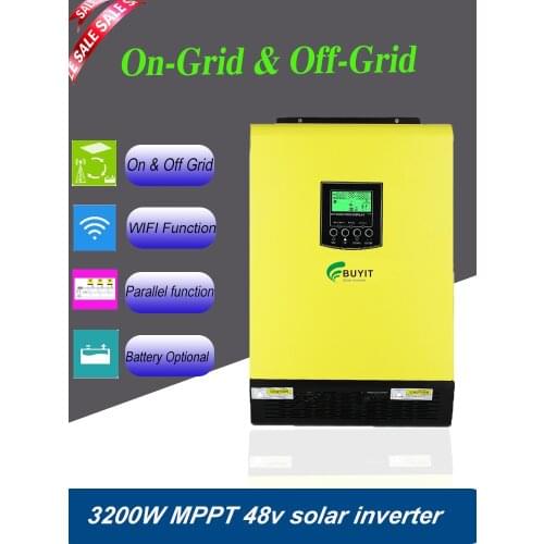 3200W On and Off Grid Solar Hybrid Inversor Pure Sine 48V PV Input 5500W MPPT 90A with WIFI and Parallel Can Work No Batteries