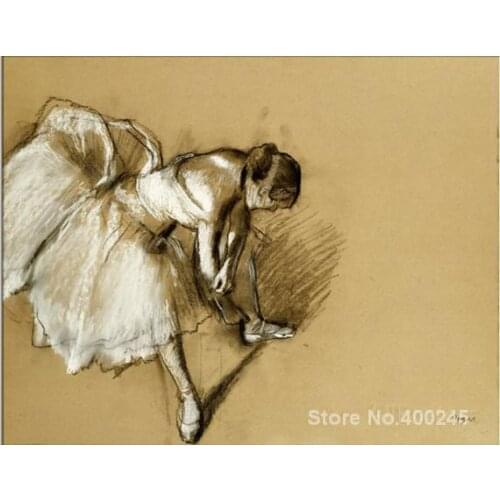 Wall art Dancer Adjusting Her Shoe circa Edgar Degas Paintings Hand painted High quality