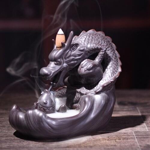 Ceramic Dragon Backflowing Incense Burner Home Decor Incensory Ornament Incense Lore Tower Incense Line Dragon Decor
