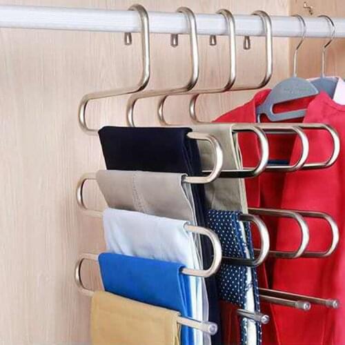 Multi-functional S-type trouser rack stainless rack trouser adult hanger traceless multi-layer trouser steel