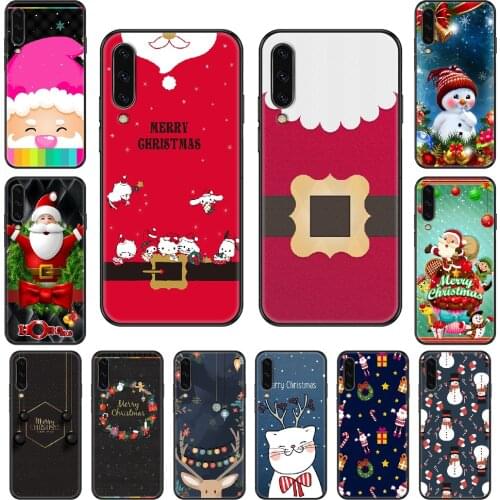 Cartoon Cute Christmas Phone case For Samsung Galaxy A 3 5 8 9 10 20 30 40 50 70 E S Plus 2016 2017 2018 2019 black luxury