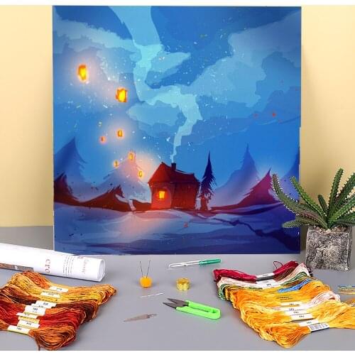 Scenery Speedpainting 01 Printed 11CT Cross Stitch Embroidery Set DMC Threads Sewing Handmade Knitting Hobby Magic Counted