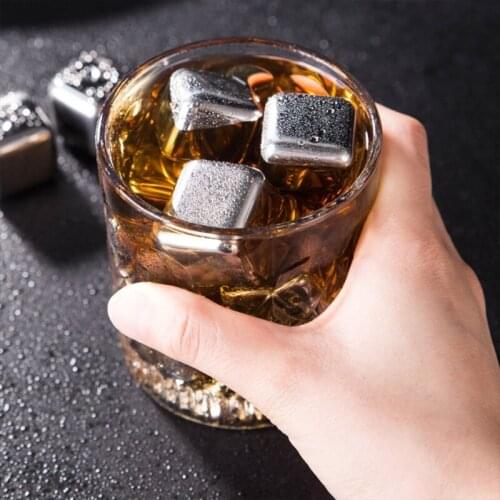 Stainless Steel Ice Cubes Clamp Set Reusable Chilling Stones for Whiskey Wine Chiller Cooler Cooling Party Bar Supplies