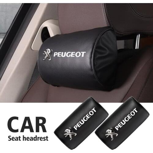 Car Seat Headrest Logo Head Cushion Neck Pillow For Peugeot 206 307 308 3008 207 208 407 508 2008 5008 107 106 205 4008 301 607