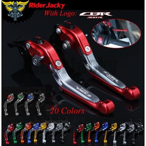 RiderJacky LOGO "CBR 300R" Motorcycle CNC Brake Clutch Levers For Honda CBR300R 2014-2017 2016 Adjustable Extendable Foldable