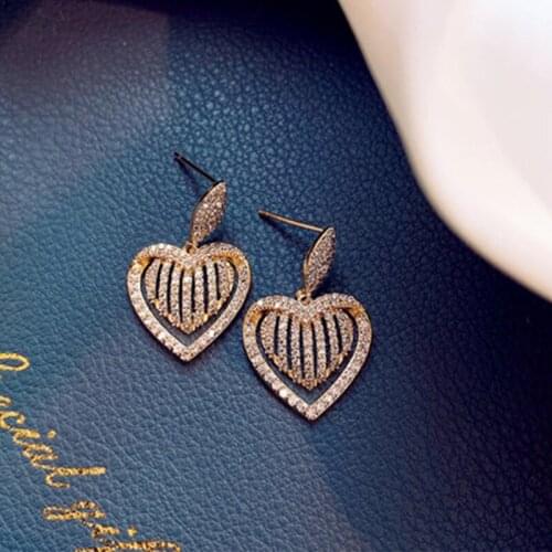 925 Sterling Silver Jewelry Peach Heart Micro Inlaid Earrings Earrings Fashion Personality Temperament Pendant Earrings Jewelry